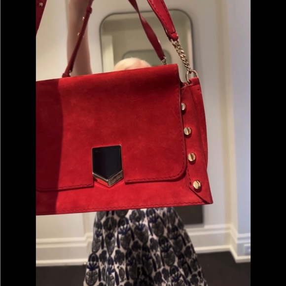 Red suede Lockett shoulder bag with GHW - Picture 1 of 6